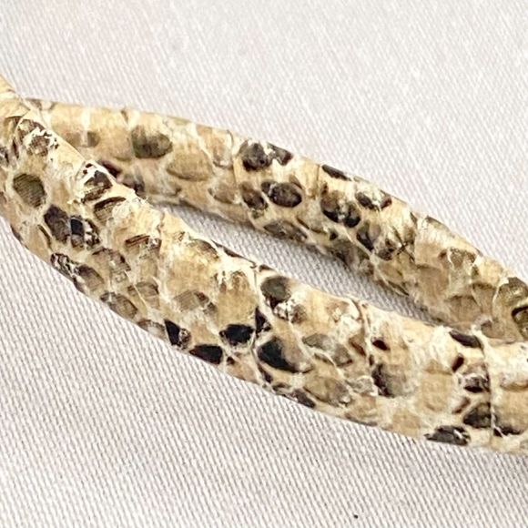 Bangle Bracelets Wrapped Faux Reptile Skin Pattern Set Of Two Varying Widths - Picture 3 of 7